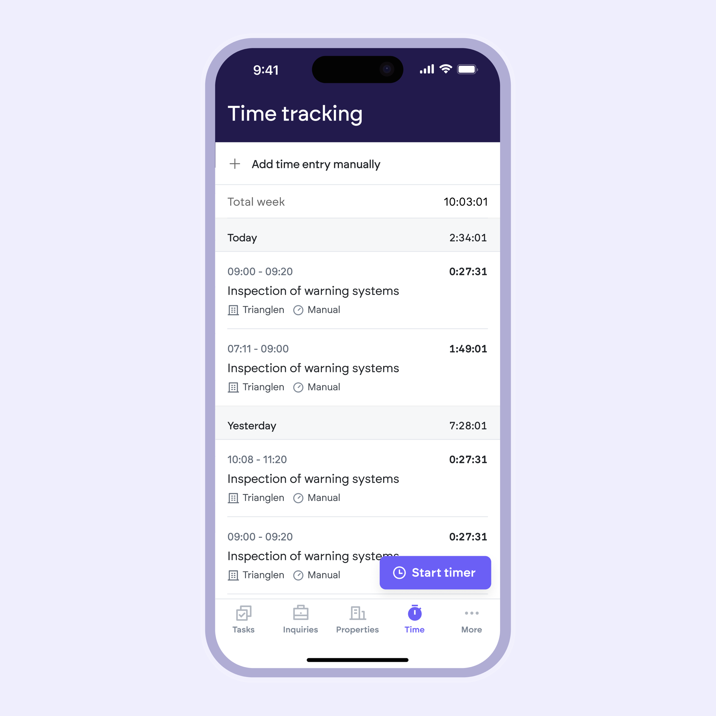 Time tracking — before